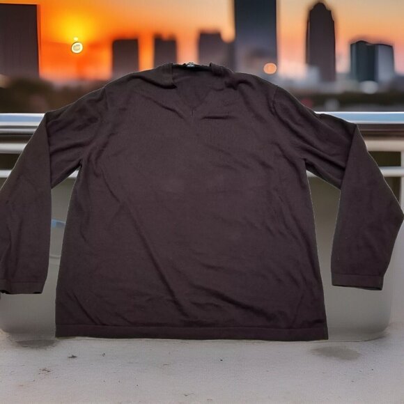 Alfani Other - ✅Alfani Pima Cotton Solid V-Neck Sweater Brown Pullover Long Sleeve Shirt Men XL